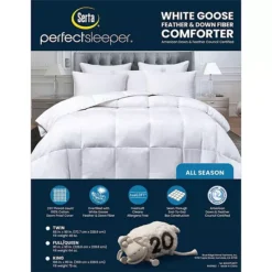 Serta® White Goose Feather & Down Comforter - All Seasons Warmth -Bedding Shop 4310033 ALT2