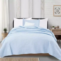 Madelinen® Alicia Channel Stitch Quilt And Sham Set -Bedding Shop 4323900 Baby Blue