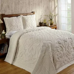 Better Trends Ashton Chenille Bedspread Or Sham -Bedding Shop 4339284 Beige Khaki