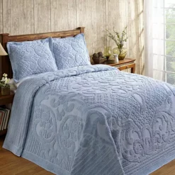 Better Trends Ashton Chenille Bedspread Or Sham -Bedding Shop 4339284 Blue