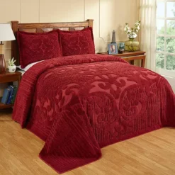 Better Trends Ashton Chenille Bedspread Or Sham -Bedding Shop 4339284 Burgundy