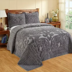 Better Trends Ashton Chenille Bedspread Or Sham -Bedding Shop 4339284 Gray