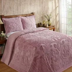 Better Trends Ashton Chenille Bedspread Or Sham -Bedding Shop 4339284 Pink
