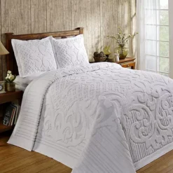 Better Trends Ashton Chenille Bedspread Or Sham -Bedding Shop 4339284 White