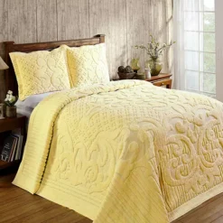 Better Trends Ashton Chenille Bedspread Or Sham -Bedding Shop 4339284 Yellow