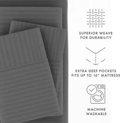 Home Collection Striped Embossed Sheet Set -Bedding Shop 4339866 ALT3