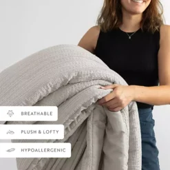 Home Collection All Season Down-Alternative Waffle Textured Comforter Set With Sham -Bedding Shop 43814864 CC ALT7