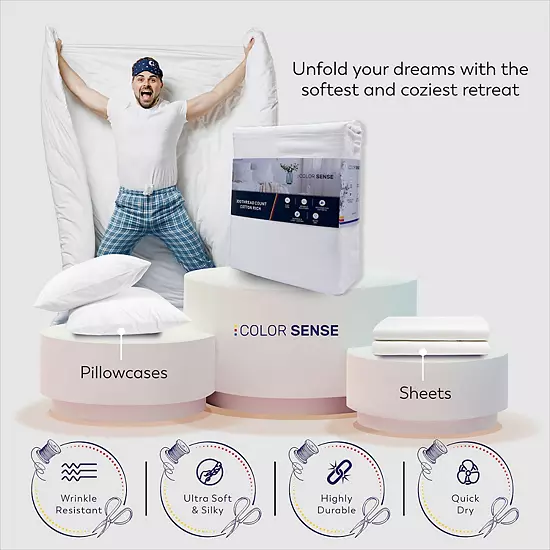 Color Sense 1200 Thread Count Cotton Blend Sheet Set 7 Color Sense 1200 Thread Count Cotton Blend Sheet Set - Image 7