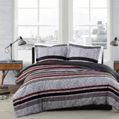 London Fog Warren Stripe Duvet Cover Set