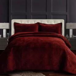 Tribeca Living Capri Medallion Velvet Oversized Quilt Set