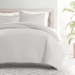 Home Collection Premium Ultra Soft Lattice Duvet Cover Set -Bedding Shop 4469976 Gray Quatrefoil