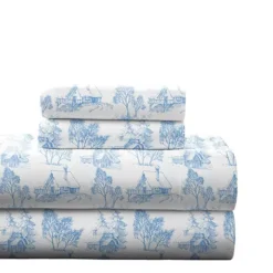 Pointehaven Deep Pocket Flannel Sheet Set -Bedding Shop 4637527 Blue Toile