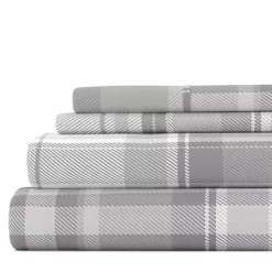 Home Collection Premium Flannel Sheet Set -Bedding Shop 4676040 Gray Plaid