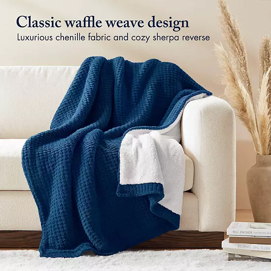 Madison Park Rowan Waffle Knit Chenille Throw Blanket 4 Madison Park Rowan Waffle Knit Chenille Throw Blanket - Image 4