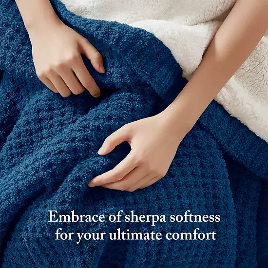 Madison Park Rowan Waffle Knit Chenille Throw Blanket 5 Madison Park Rowan Waffle Knit Chenille Throw Blanket - Image 5