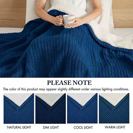 Madison Park Rowan Waffle Knit Chenille Throw Blanket 6 Madison Park Rowan Waffle Knit Chenille Throw Blanket - Image 6