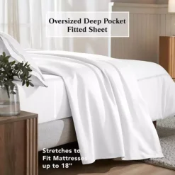 SUPERIOR Egyptian Cotton 650 Thread Count Solid Deep Pocket Sheet Set And Pillowcases -Bedding Shop 48717472 CC ALT10