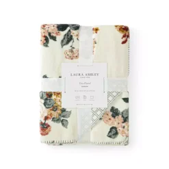 Laura Ashley Zoe Reversible Coco Flannel Throw -Bedding Shop 50021225 CC ALT2
