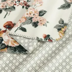 Laura Ashley Zoe Reversible Coco Flannel Throw -Bedding Shop 50021225 CC ALT3