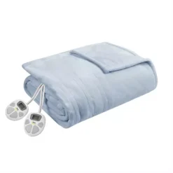 Serta® Plush Heated Electric Bed Blanket -Bedding Shop 5003843 Light Blue