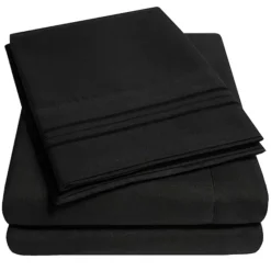 Sweet Home Collection 1500 Supreme Collection Extra Deep Pocket Sheet Set With Pillowcases -Bedding Shop 5012593 Black
