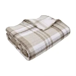 Levtex Home Thatch Home Spencer Plaid Quilted Throw Blanket -Bedding Shop 5197895 Beige 1