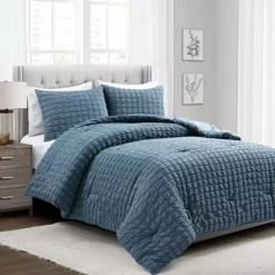 Lush Decor Crinkle Textured Dobby Comforter Set With Shams -Bedding Shop 5262309 Blue