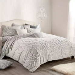 Peri Chenille Rose Duvet Cover Set With Shams -Bedding Shop 5289478 Gray