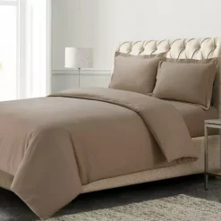 Azores Home Solid Flannel Oversized Duvet Cover Set With Shams -Bedding Shop 5325294 Camel