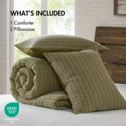 Woolrich Lyon 3 Pc Waffle Washed Cotton Comforter Set -Bedding Shop 54502863 CC ALT2