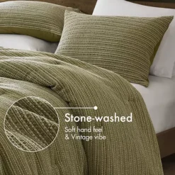 Woolrich Lyon 3 Pc Waffle Washed Cotton Comforter Set -Bedding Shop 54502863 CC ALT3