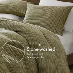 Woolrich Lyon 3 Pc Waffle Washed Cotton Duvet Set -Bedding Shop 54502871 CC ALT3