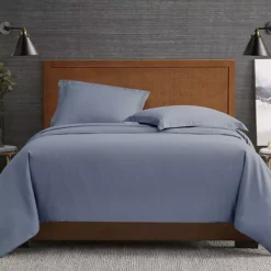 London Fog London Fog Garment Wash Solid White Duvet Cover Set With Shams -Bedding Shop 5483202 Blue