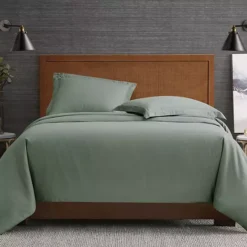 London Fog London Fog Garment Wash Solid White Duvet Cover Set With Shams -Bedding Shop 5483202 Green