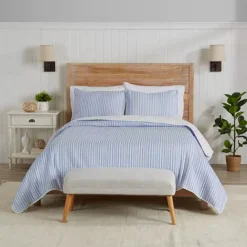 Madelinen® Marcie Tiny Stripes Quilt Set With Shams