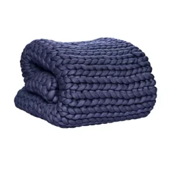 Tranquility 12-lbs. Chunky Knit Weighted Blanket -Bedding Shop 5588864 Blue