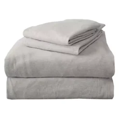 Madelinen® Flannel Jersey Knit Cozy Flex Sheet Set With Pillowcases -Bedding Shop 5717296 Light Gray