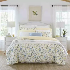 Laura Ashley Meadow Floral Blue Duvet Cover Set With Shams