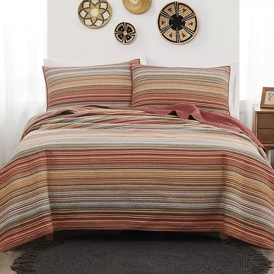 Brooklyn Loom Sunset Stripe Yarn Dye Quilt Set With Shams 1 Brooklyn Loom Sunset Stripe Yarn Dye Quilt Set With Shams