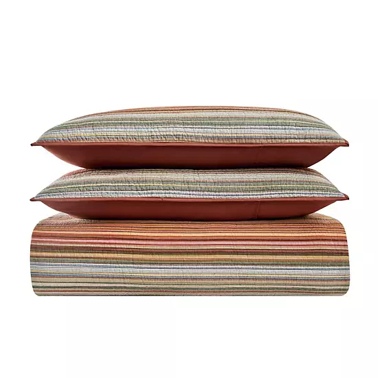 Brooklyn Loom Sunset Stripe Yarn Dye Quilt Set With Shams 2 Brooklyn Loom Sunset Stripe Yarn Dye Quilt Set With Shams - Image 2