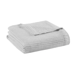 Madison Park Waffle Weave Lightweight Breathable Cotton Bed Blanket