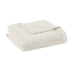 Madison Park Waffle Weave Lightweight Breathable Cotton Bed Blanket -Bedding Shop 6242925 Ivory
