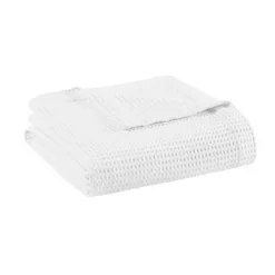 Madison Park Waffle Weave Lightweight Breathable Cotton Bed Blanket -Bedding Shop 6242925 White