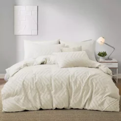 Unikome Ultra Soft Clipped Jacquard Duvet Cover Set Chic Home Bedding Duvet Cover -Bedding Shop 6342997 Cream Wave