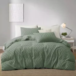 Unikome Ultra Soft Clipped Jacquard Duvet Cover Set Chic Home Bedding Duvet Cover -Bedding Shop 6342997 Green Wave