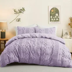 Unikome Ultra Soft Clipped Jacquard Duvet Cover Set Chic Home Bedding Duvet Cover -Bedding Shop 6342997 Purple Diamon