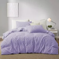 Unikome Ultra Soft Clipped Jacquard Duvet Cover Set Chic Home Bedding Duvet Cover -Bedding Shop 6342997 Purple Wave