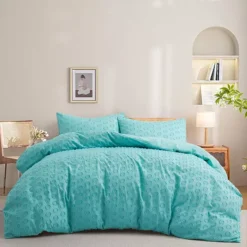 Unikome Ultra Soft Clipped Jacquard Duvet Cover Set Chic Home Bedding Duvet Cover -Bedding Shop 6342997 Teal Circle