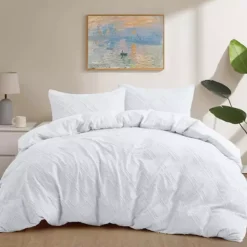Unikome Ultra Soft Clipped Jacquard Duvet Cover Set Chic Home Bedding Duvet Cover -Bedding Shop 6342997 White Square