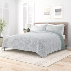 Urban Loft's Reversible 3pc Quilt Set For King And Queen Beds -Bedding Shop 6363391 Scalloped Eucalyptus